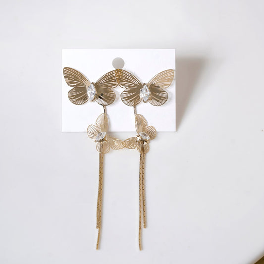 Gold Flutter Tassel Earrings