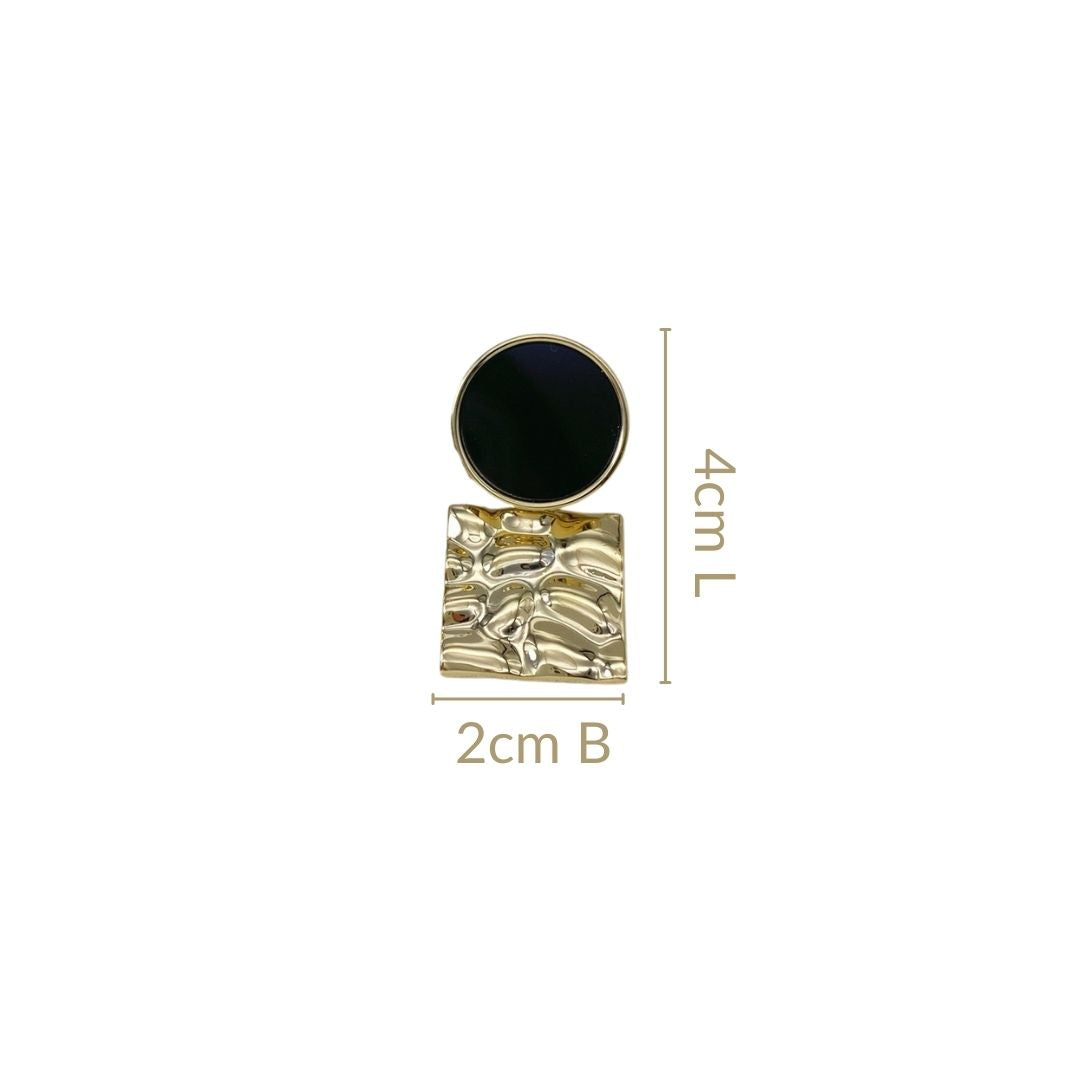 Golden Aura Black Stone Drop Earrings