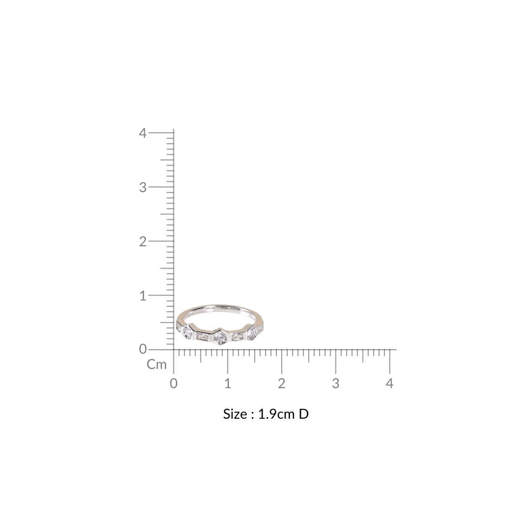 Hexagon Cut Silver Ring