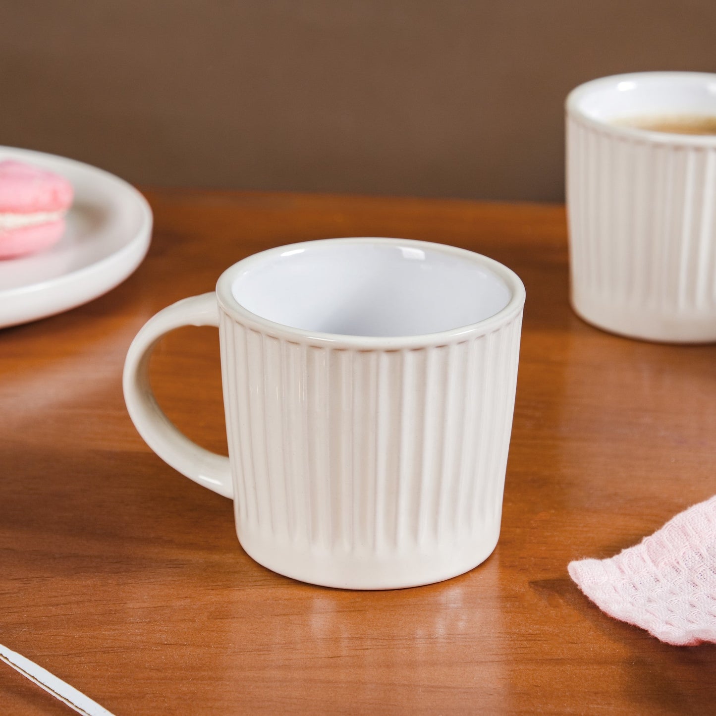 Cresta Ceramic Coffee Mug Set Of 6 Off White 300ml