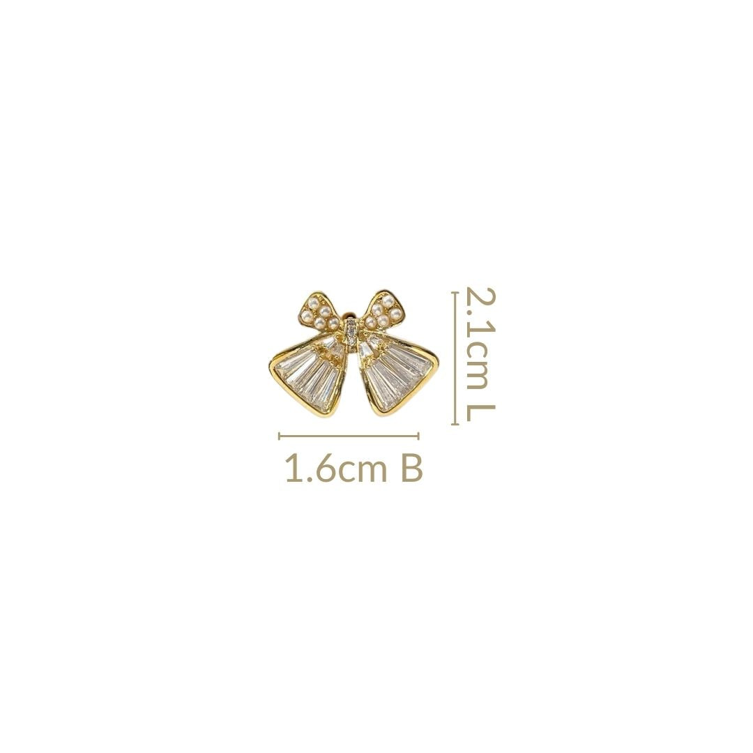 Iridescent Pearl Bow Stud Earrings