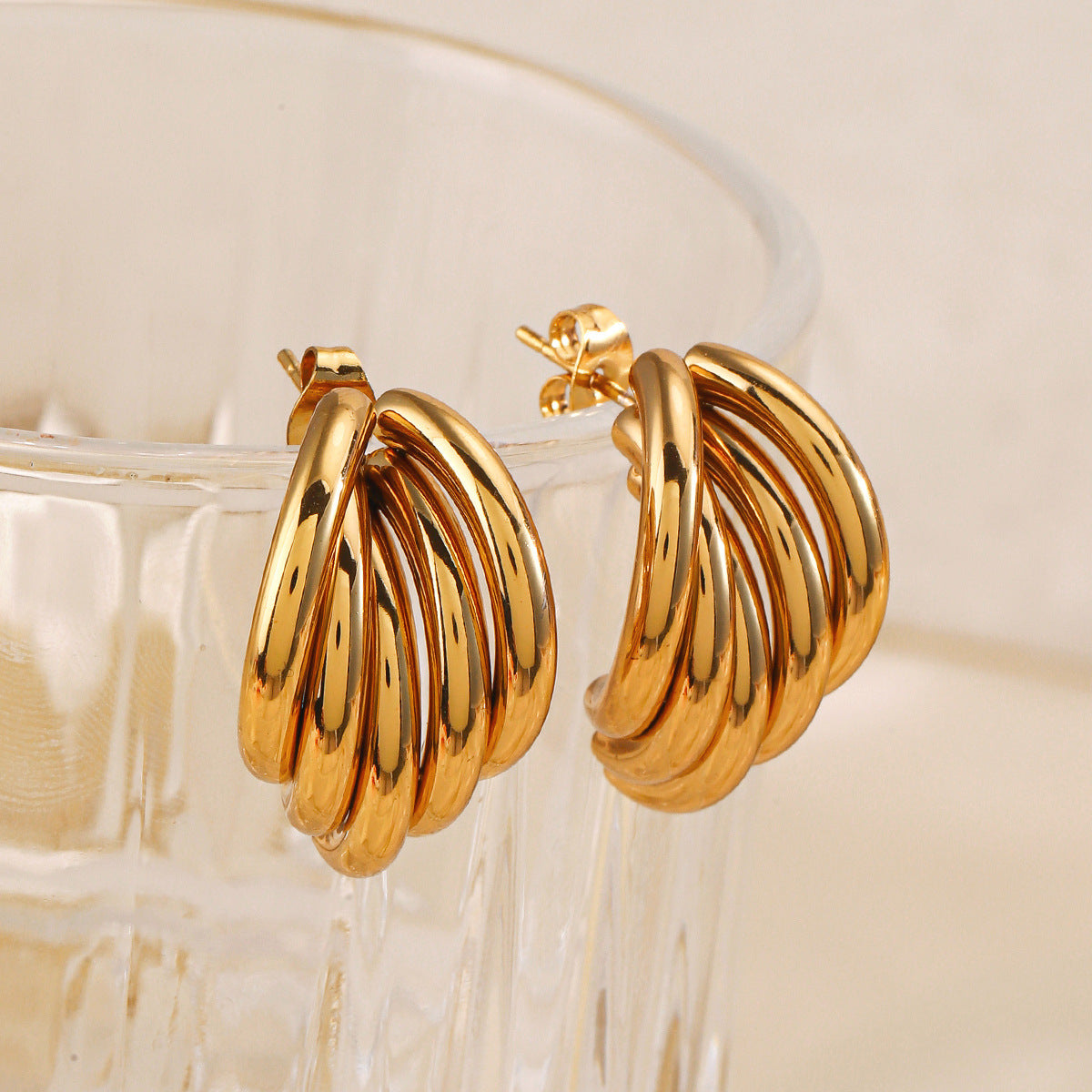 Minimalist C Shape Stud Earrings