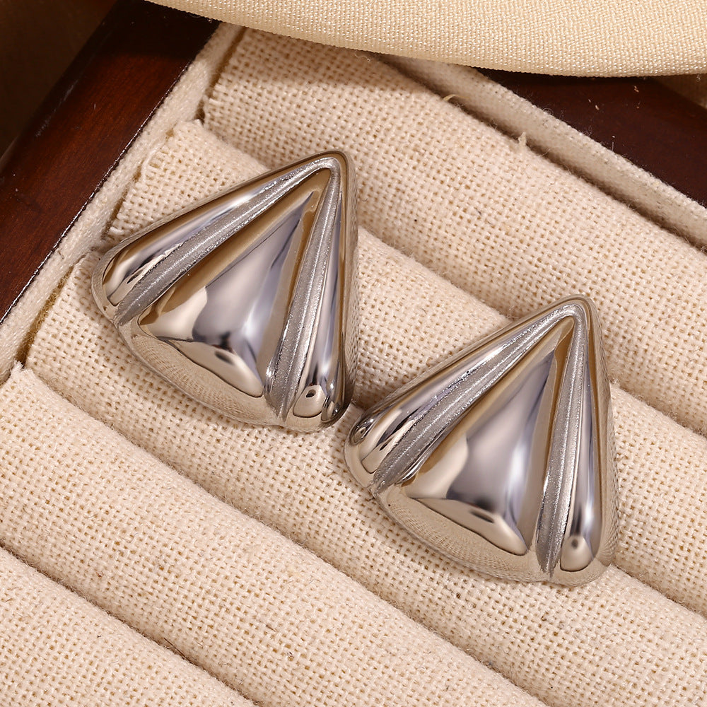 Silver Triangle Stud Earrings