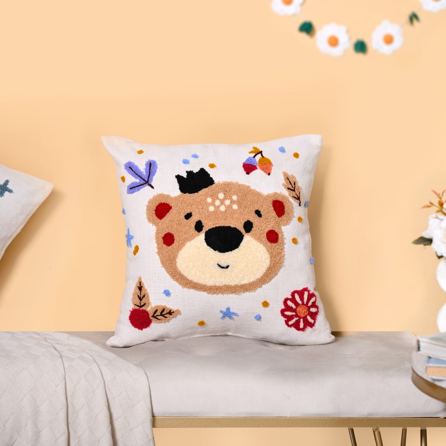 Forest Friends Embroidered Cushion Cover Set Of 2 40x40cm
