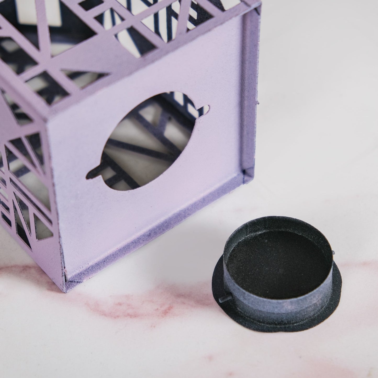 Geometric Cutwork Lantern Lavender Set Of 2