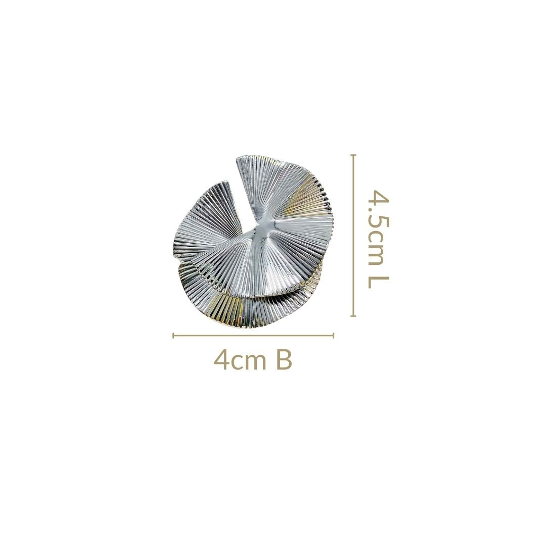 Layered Lily Pads Statement Earrings Silver