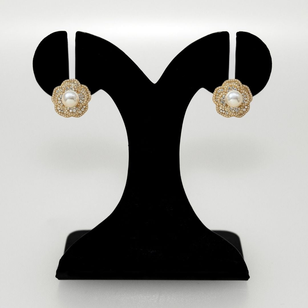 Luxe Pearl Floral Stud Earrings