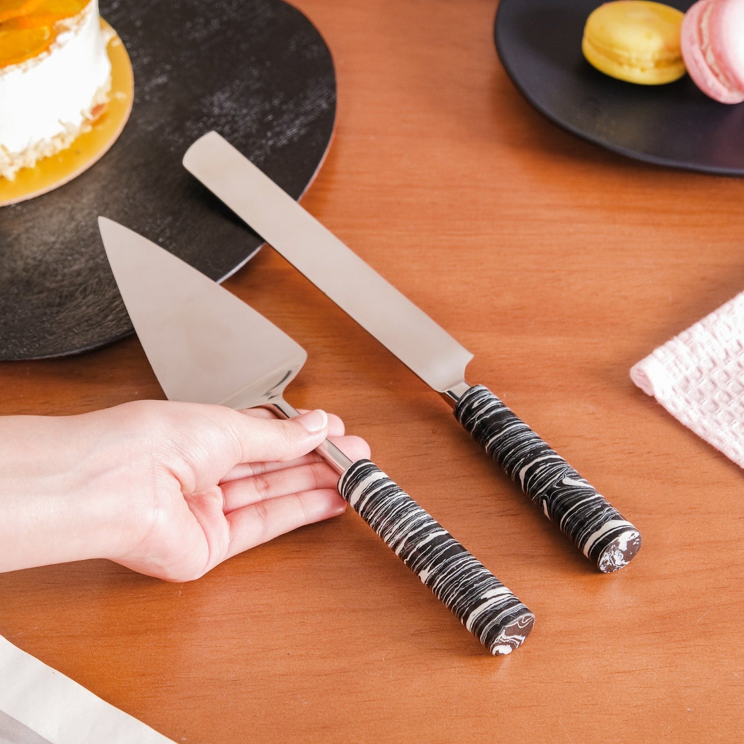 Marble Cake Knife And Server Set Of 2