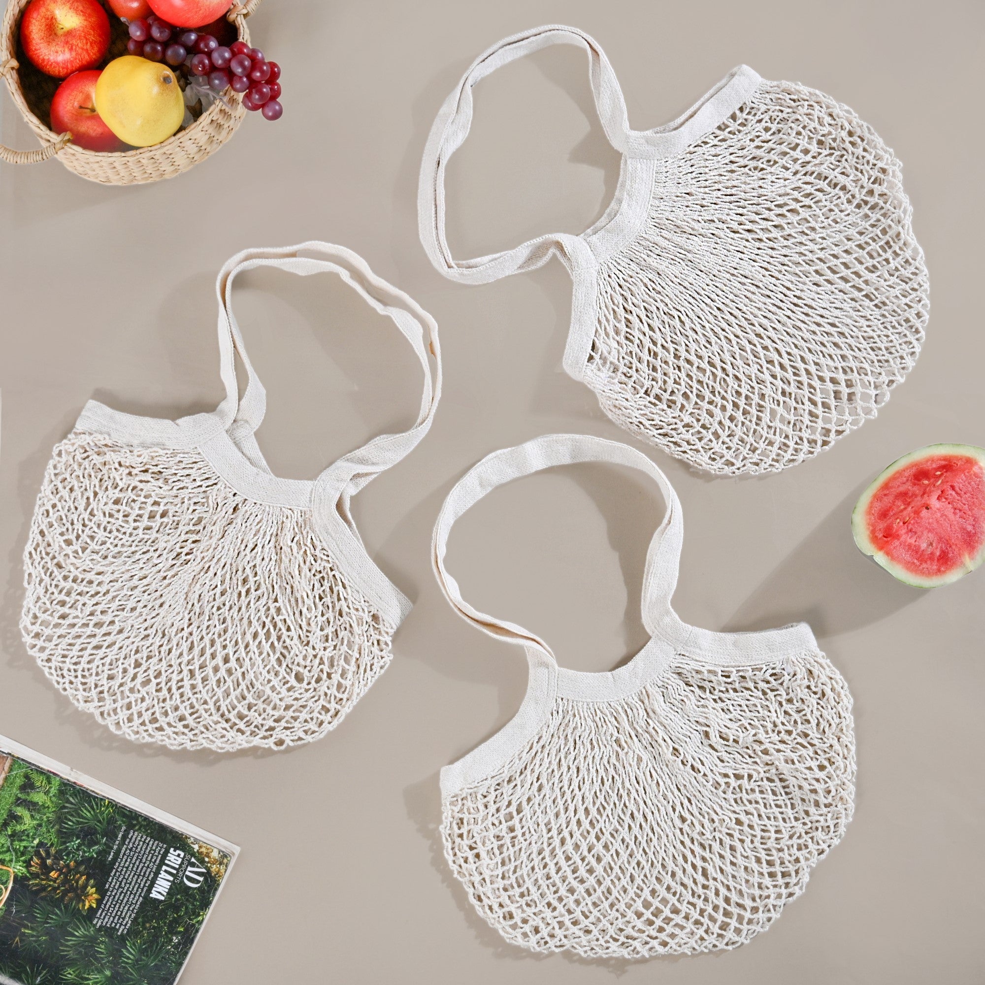 Pure Mesh Eco-Friendly Cotton Bag Set Of 3