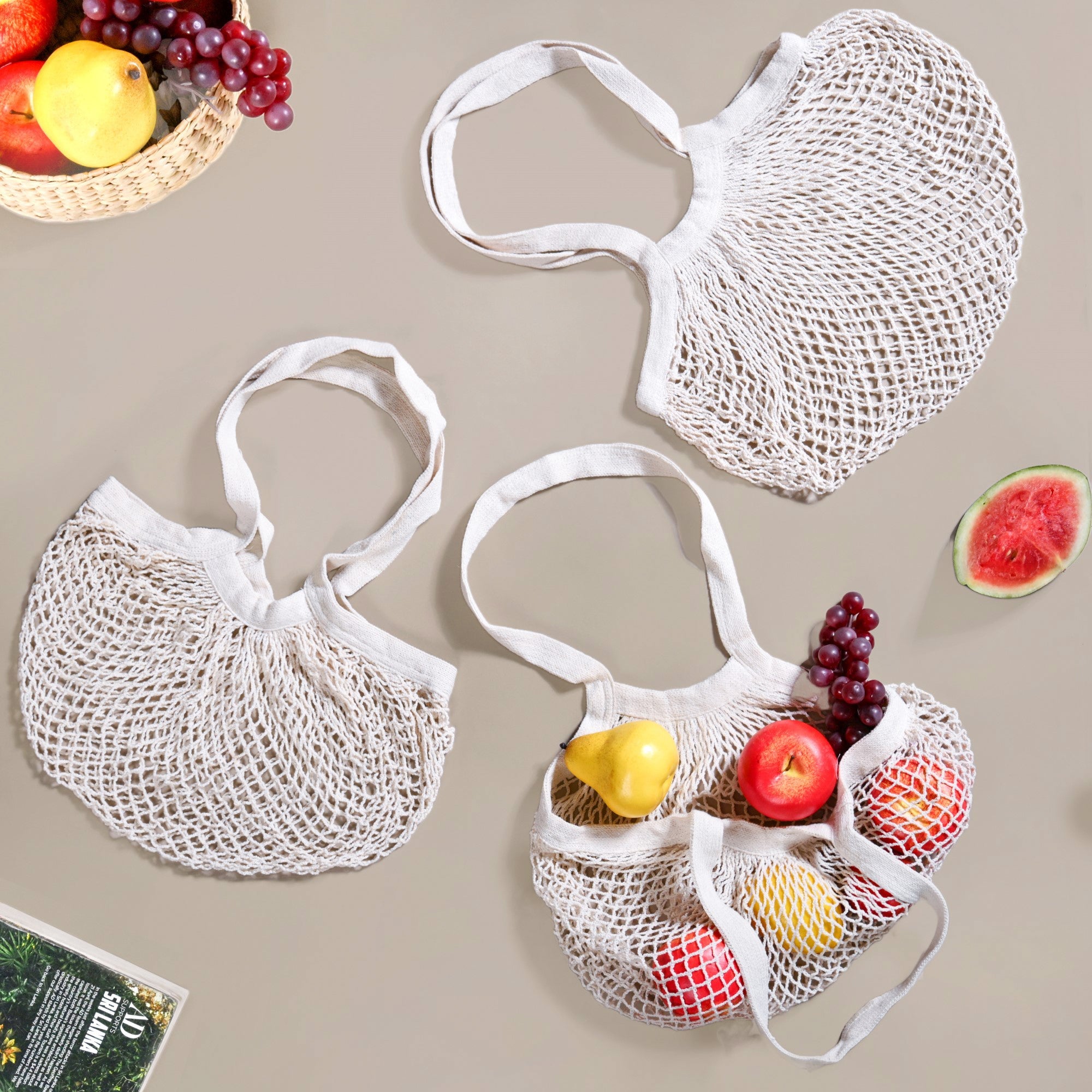 Pure Mesh Eco-Friendly Cotton Bag Set Of 3