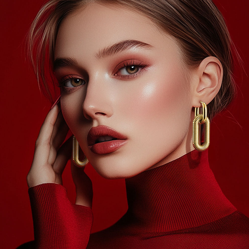 Gold Plated Coil Drop Earrings