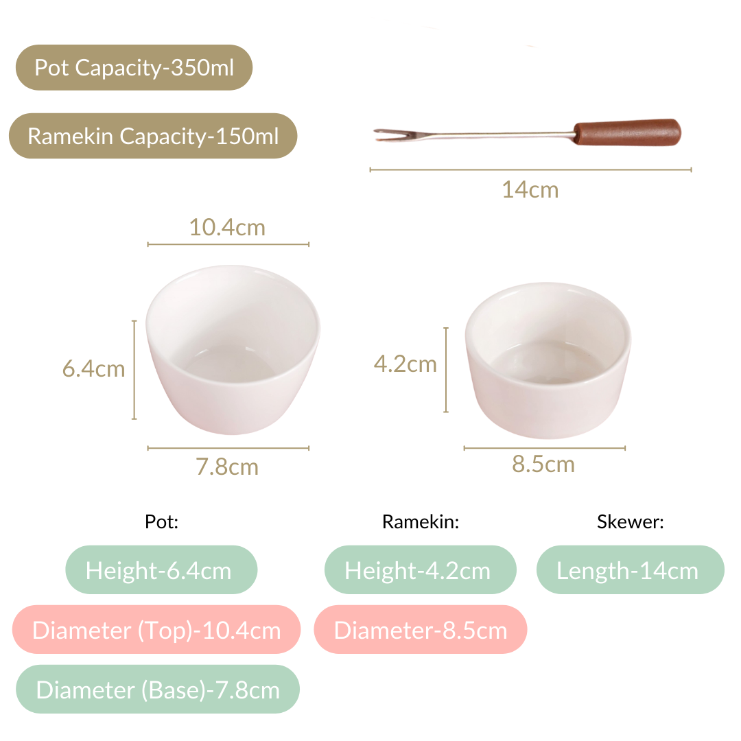 Ceramic Chocolate Fondue Set With Two Bowls And Tray