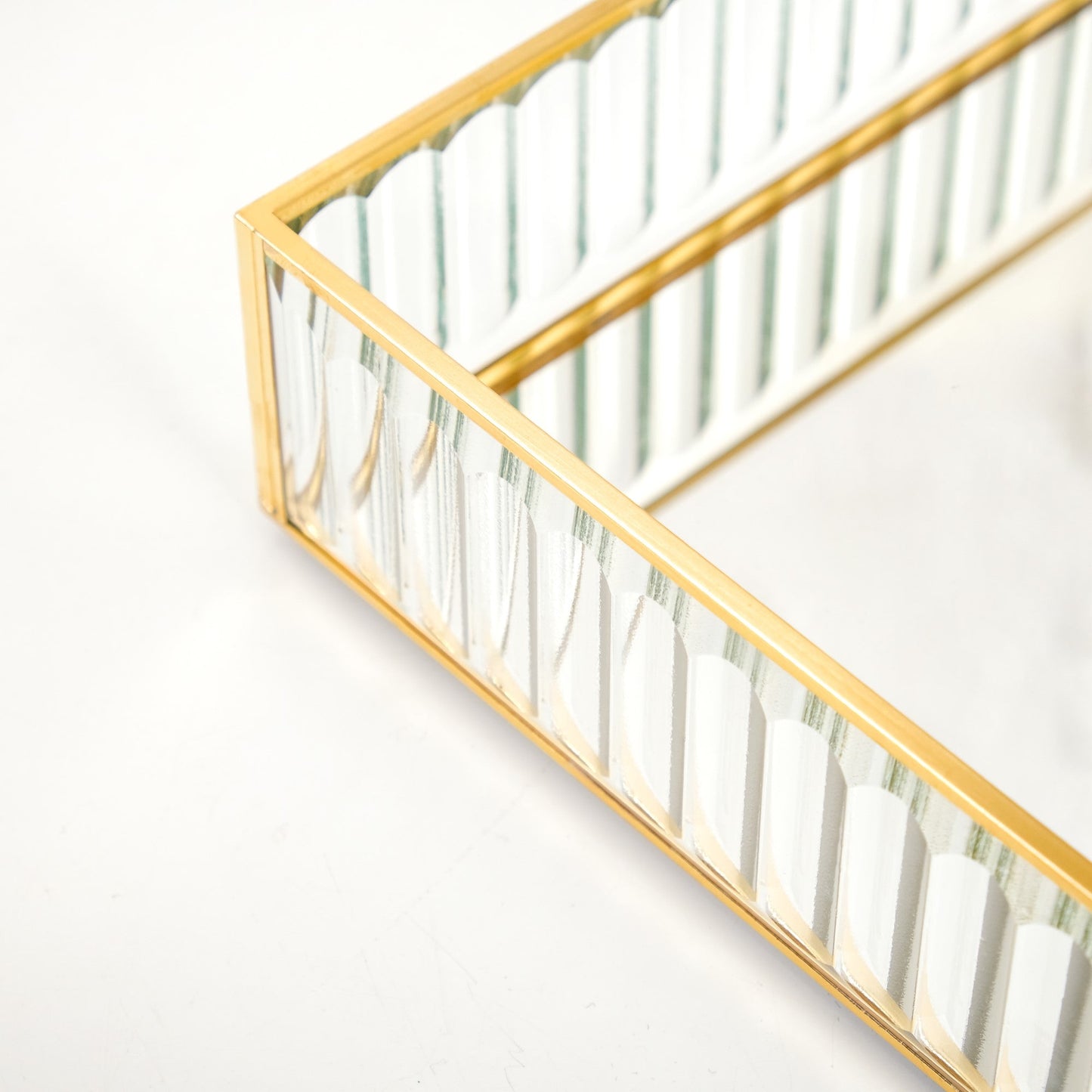 Modern Gold Edge Glass Decorative Tray Small