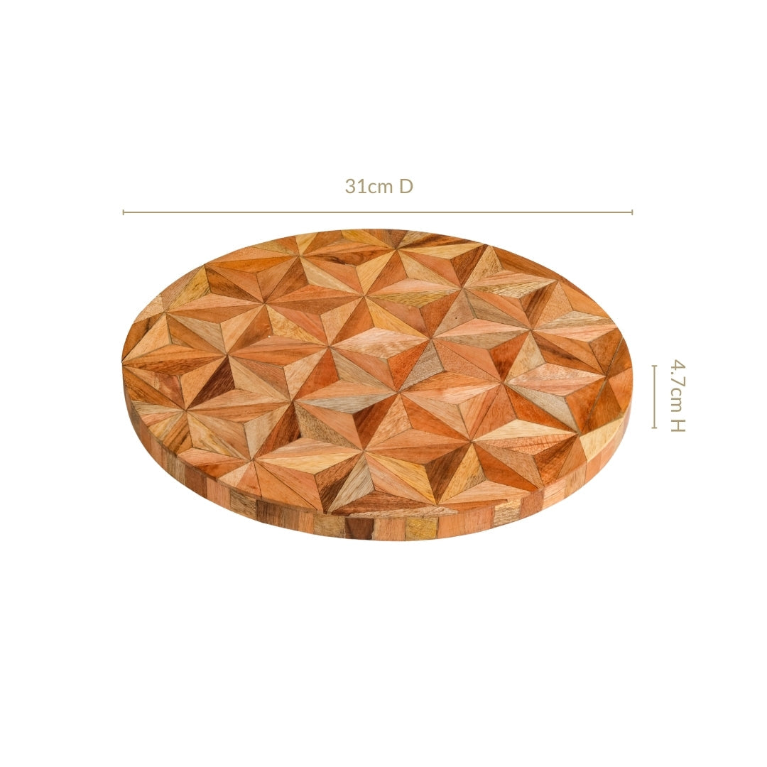 Kaleidoscopic Inlay Wooden Lazy Susan 31cm
