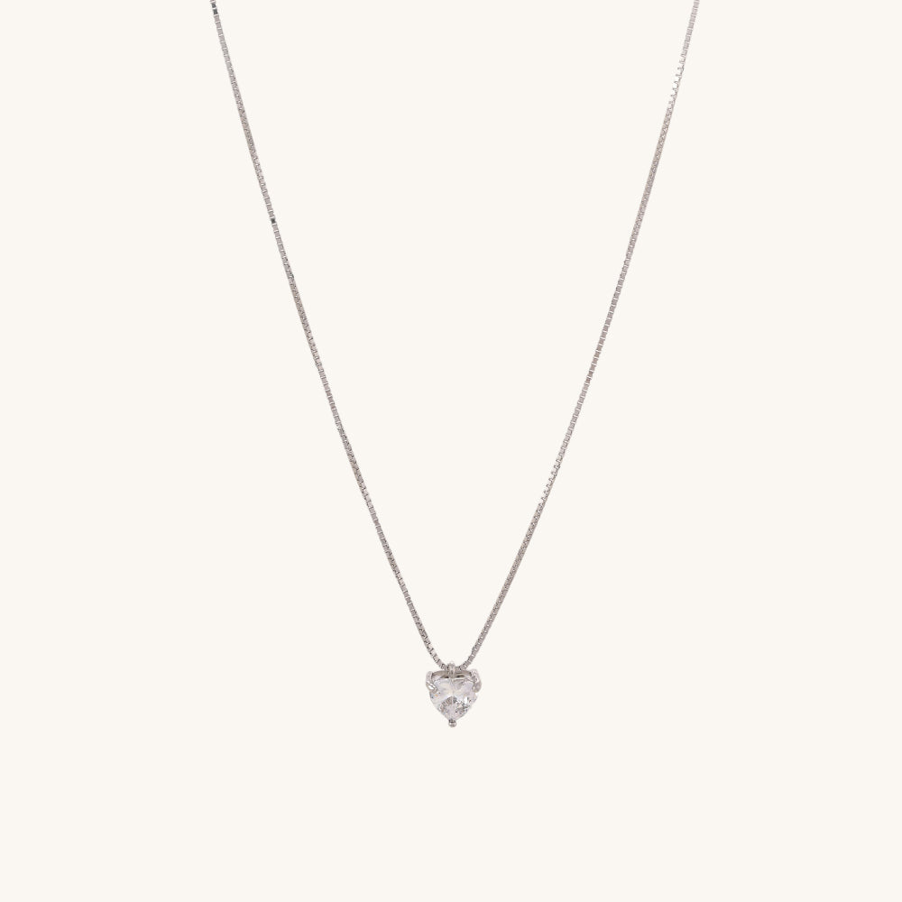 Heart Solitaire Necklace- 925 Silver