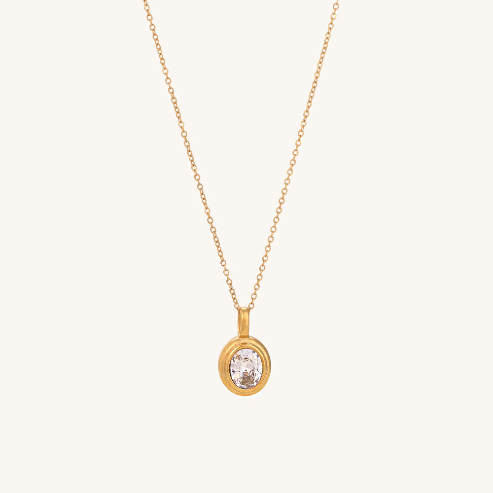 White Emerald Oval Pendant