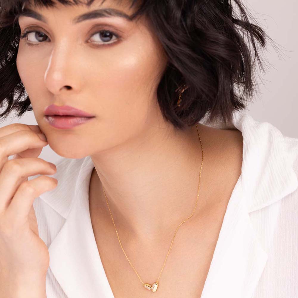 Rebecca Minkoff Puffy Metal Hexagon Necklace | 18k Gold Vermeil
