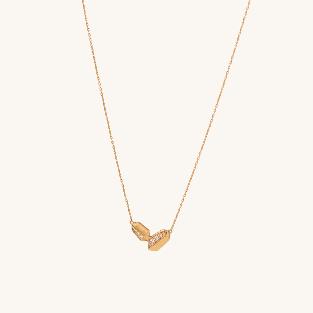 Rebecca Minkoff Puffy Metal Hexagon Necklace | 18k Gold Vermeil