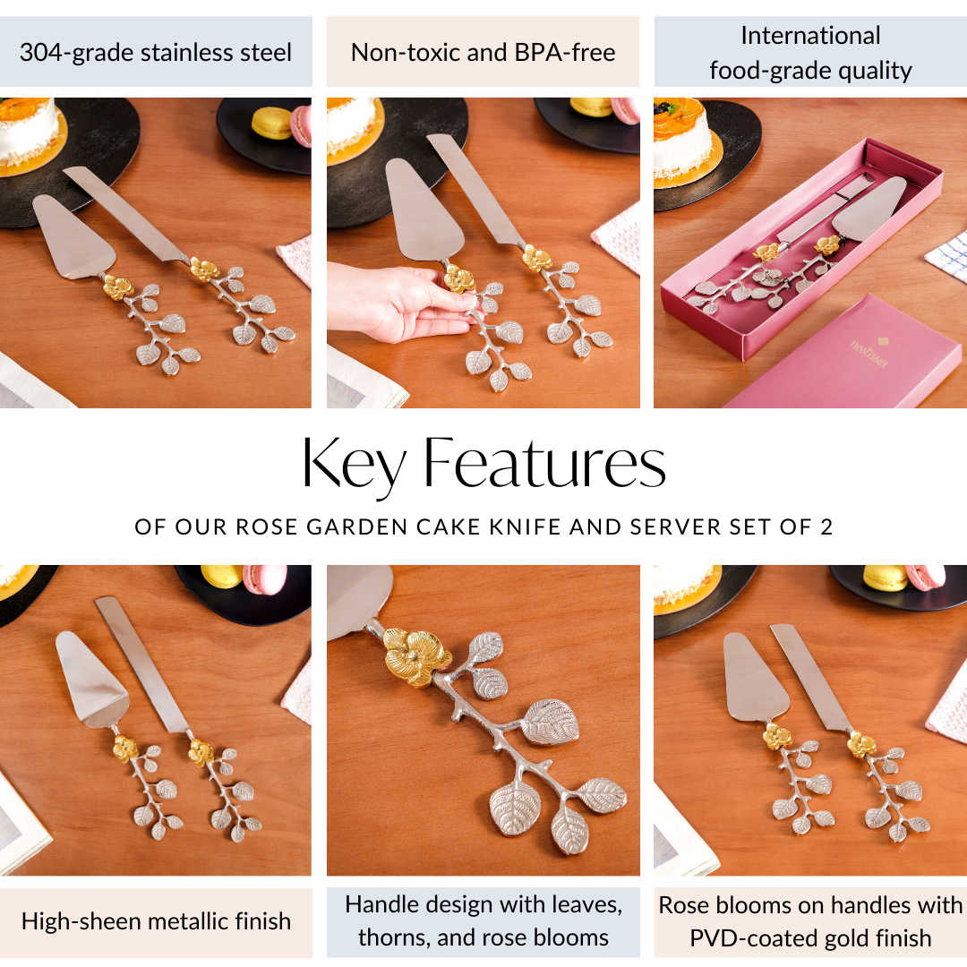 Orchid Garden Cake Knife And Server Set Of 2