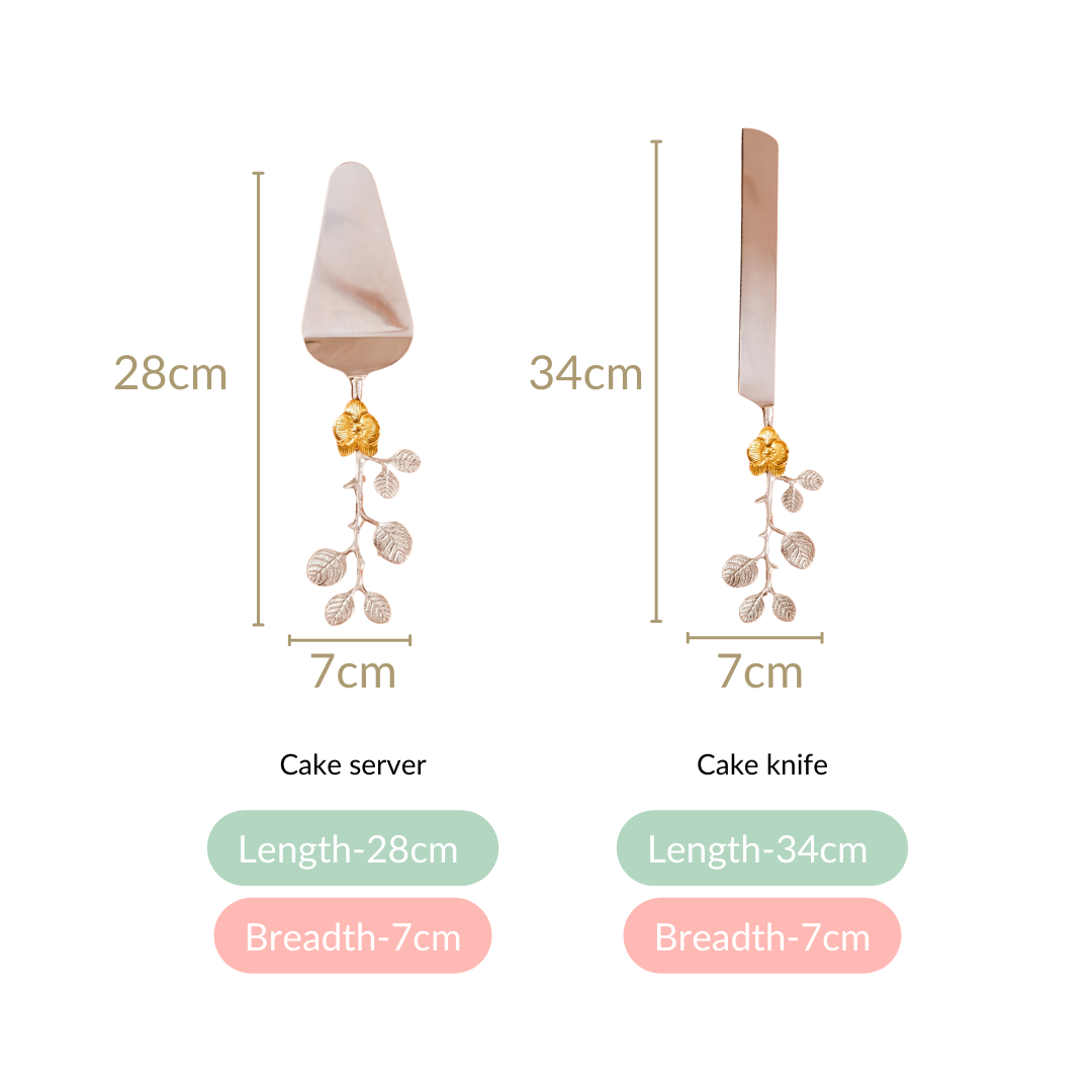 Orchid Garden Cake Knife And Server Set Of 2