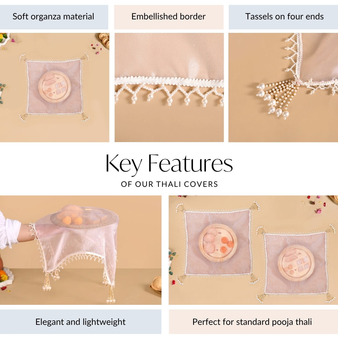 Pastel Pink Tray Cover With Tassels Set Of 2