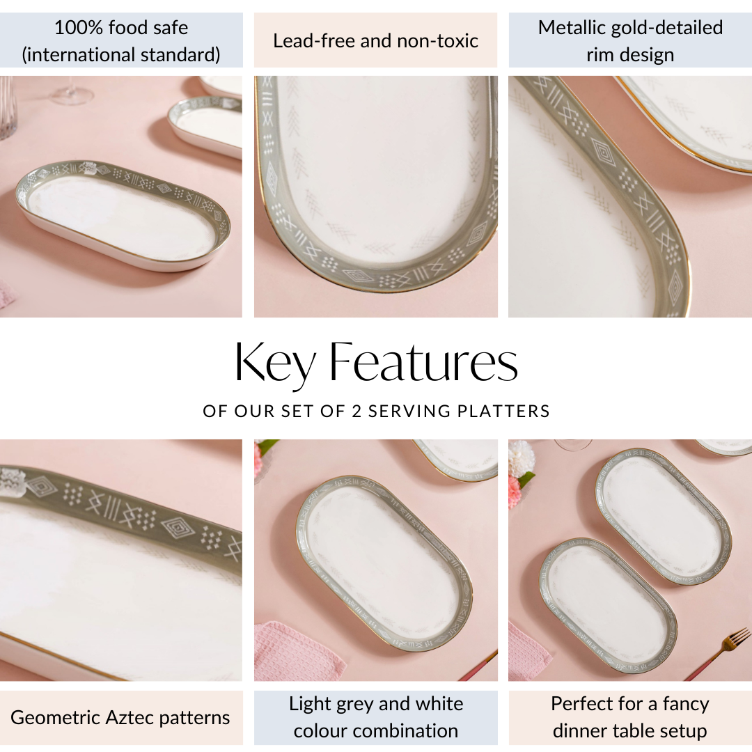 Azo Grey Set Of 2 Serving Platters 12 Inch