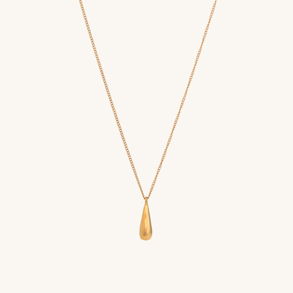 Thin Drop Necklace & Plain Stackable Bangle Bracelet |4MM Combo Set