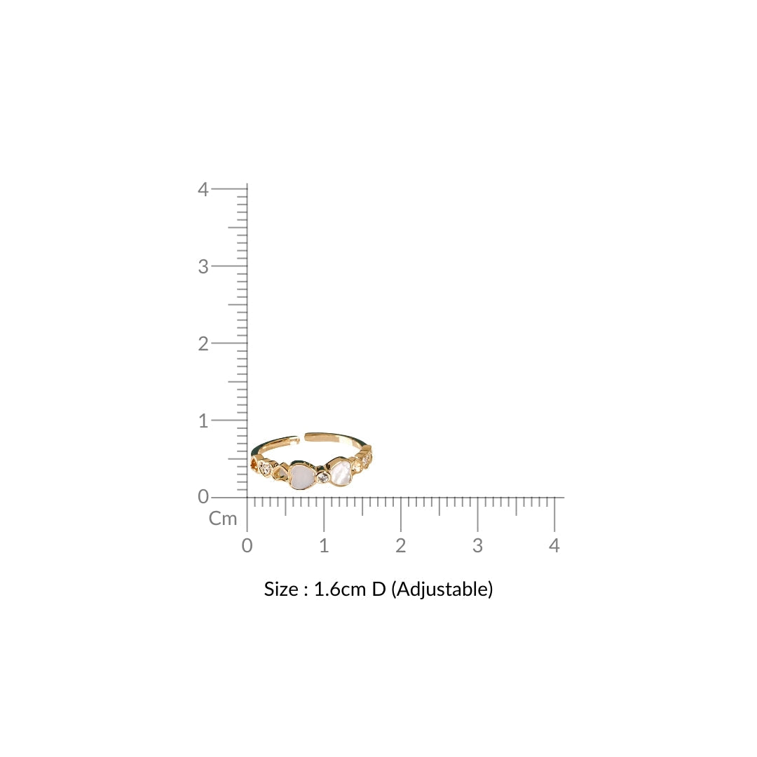 Pretty Bow And Hearts Gold Ring