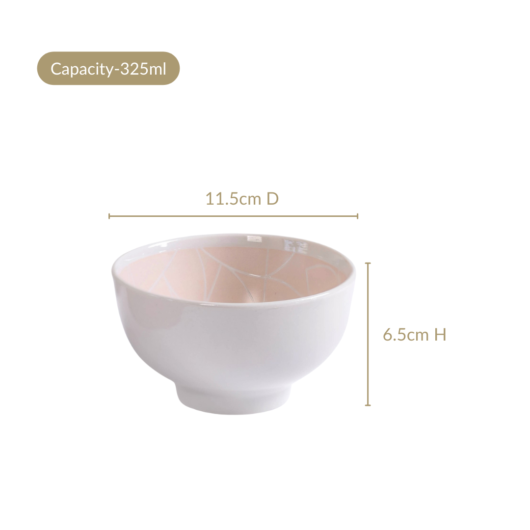Monvia Pastel Pink Art Deco Style Snack Bowl Set Of 4 325ml