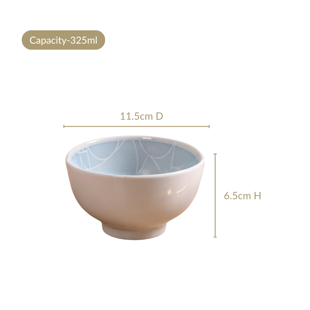 Monvia Art Deco Printed Snack Bowl Set Of 4 Blue 325ml