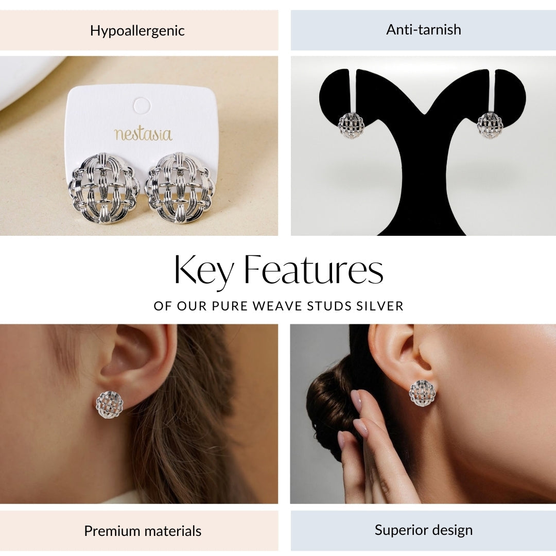 Pure Weave Studs Silver