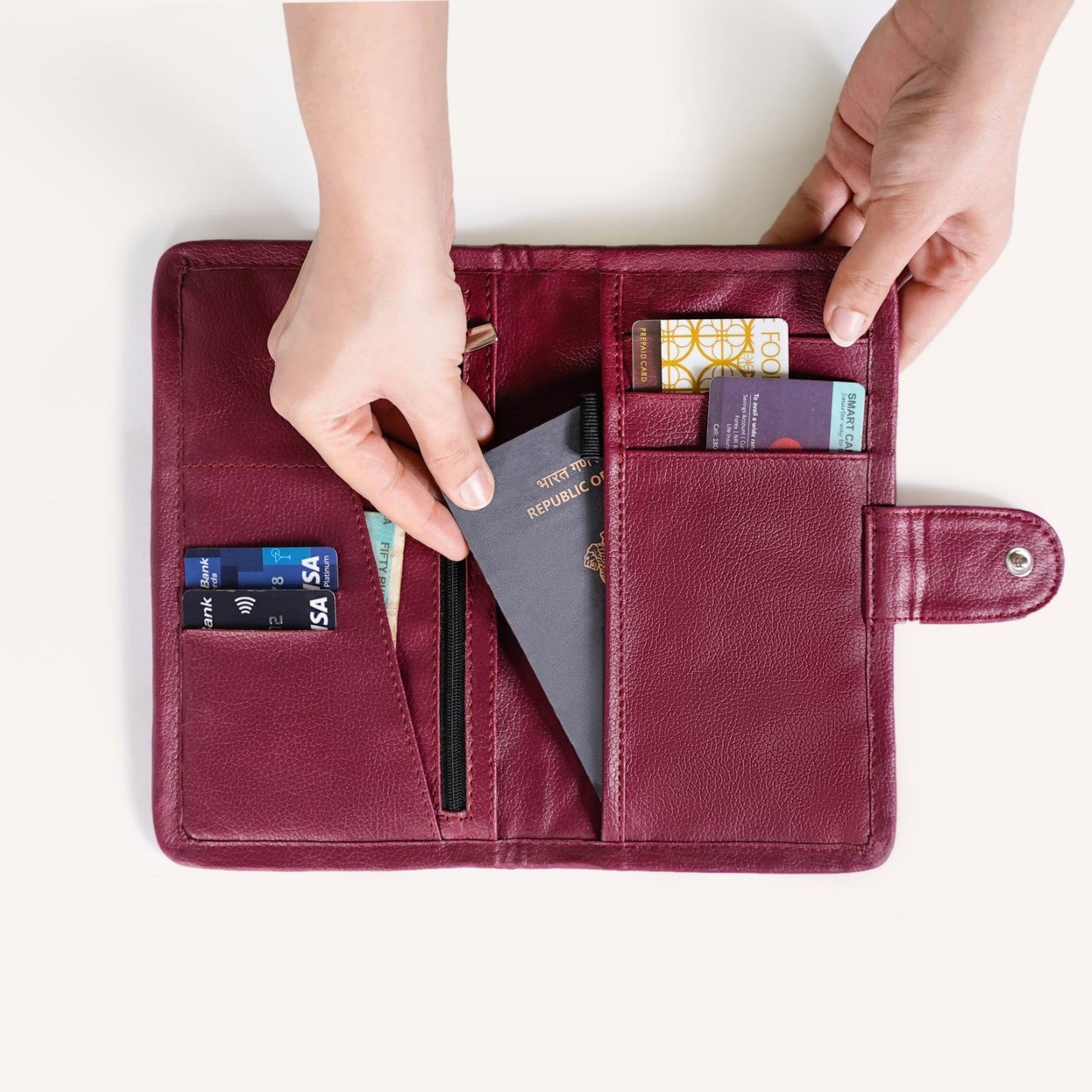 Maroon Travel Passport Wallet
