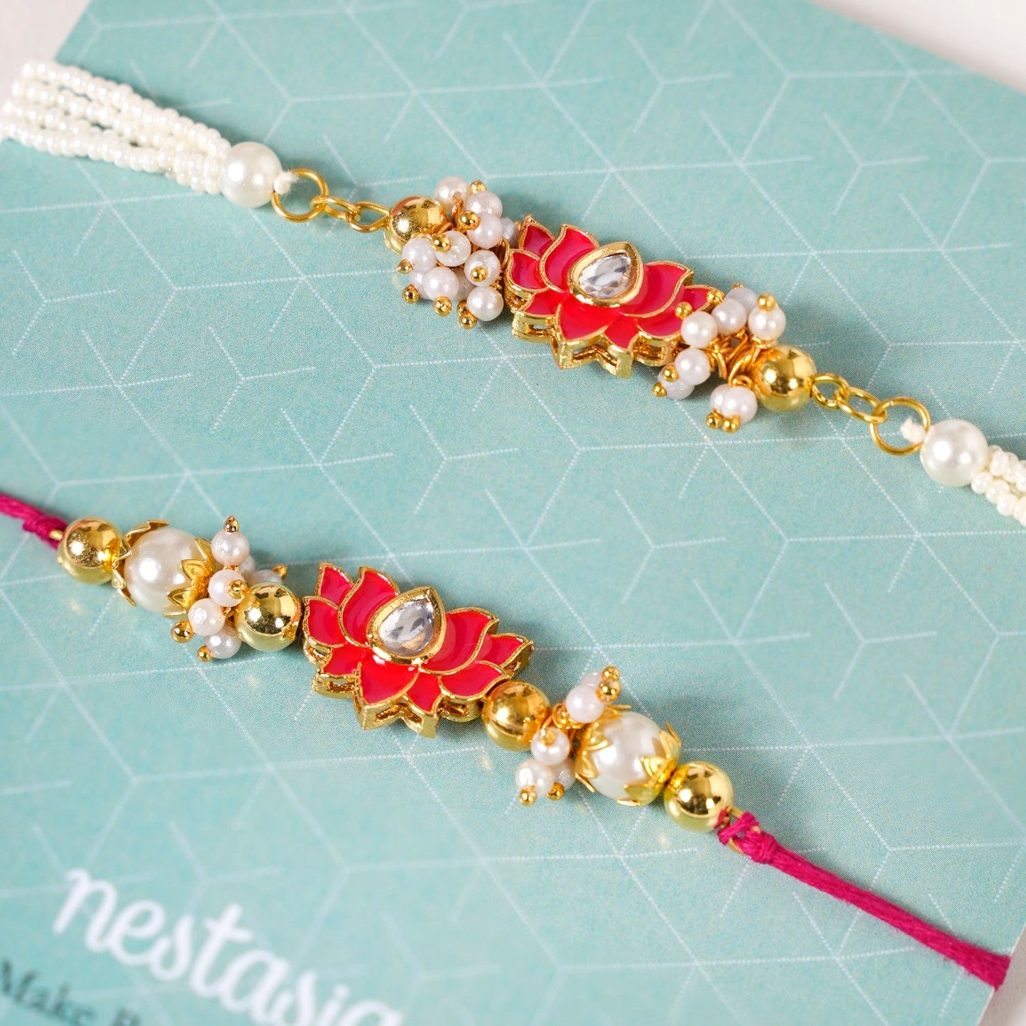 Kundan Lotus Rakhi Hamper For Couple