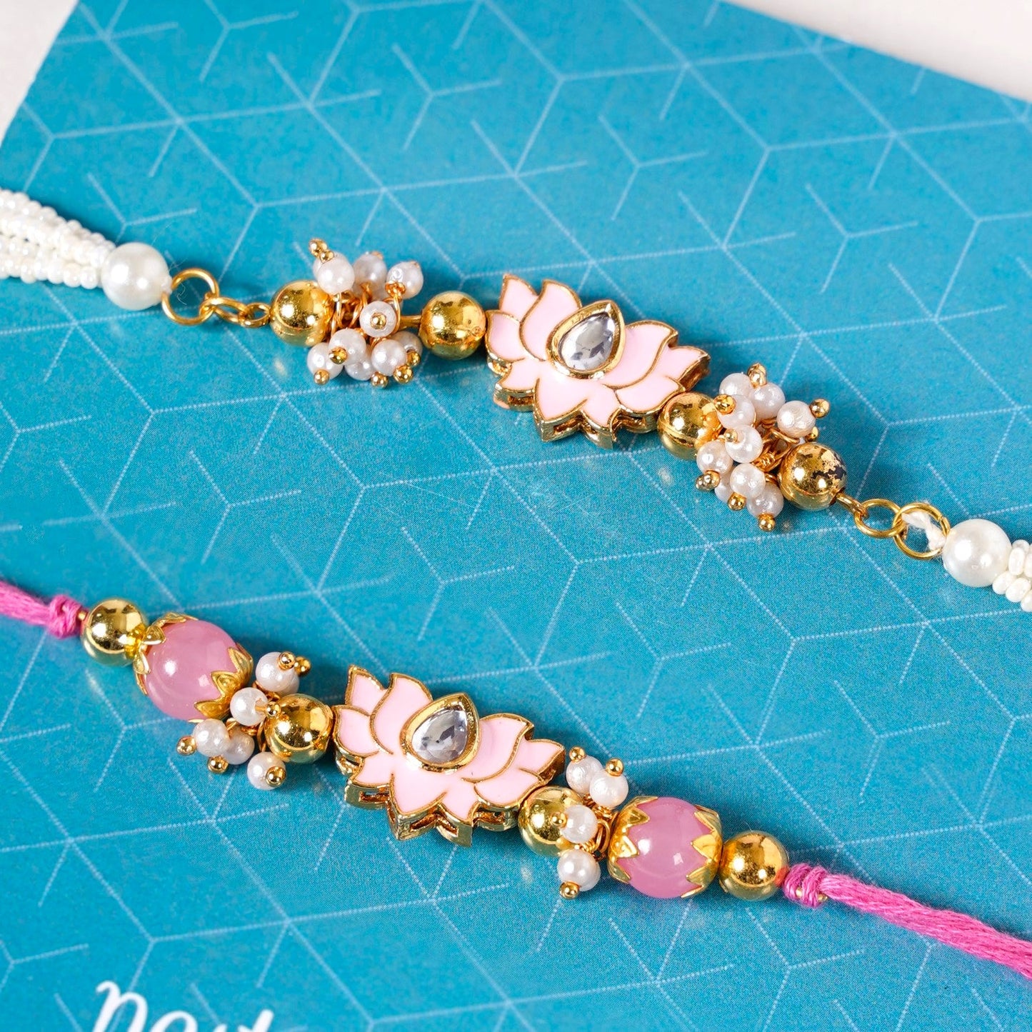 Pink Meenakari Lotus Raksha Bandhan Gift Hamper