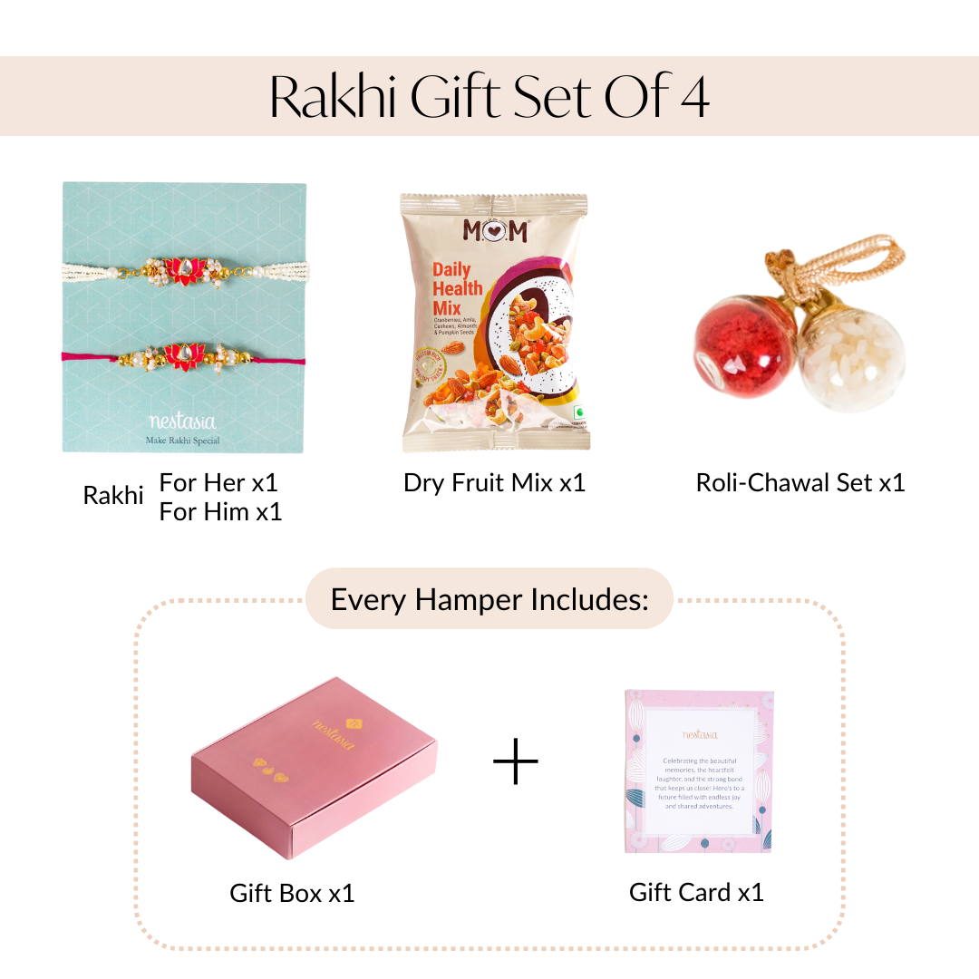 Kundan Lotus Rakhi Hamper For Couple