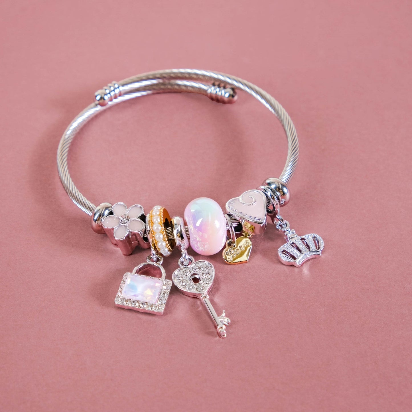 Lock And Key Charm Bracelet Rakhi Gift Set Of 3 With Box And Card