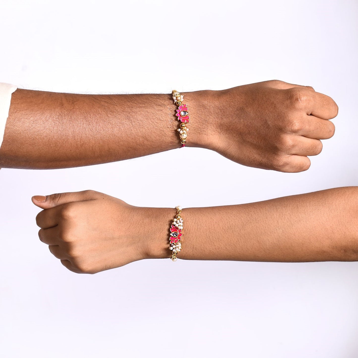 Kundan Lotus Rakhi Hamper For Couple