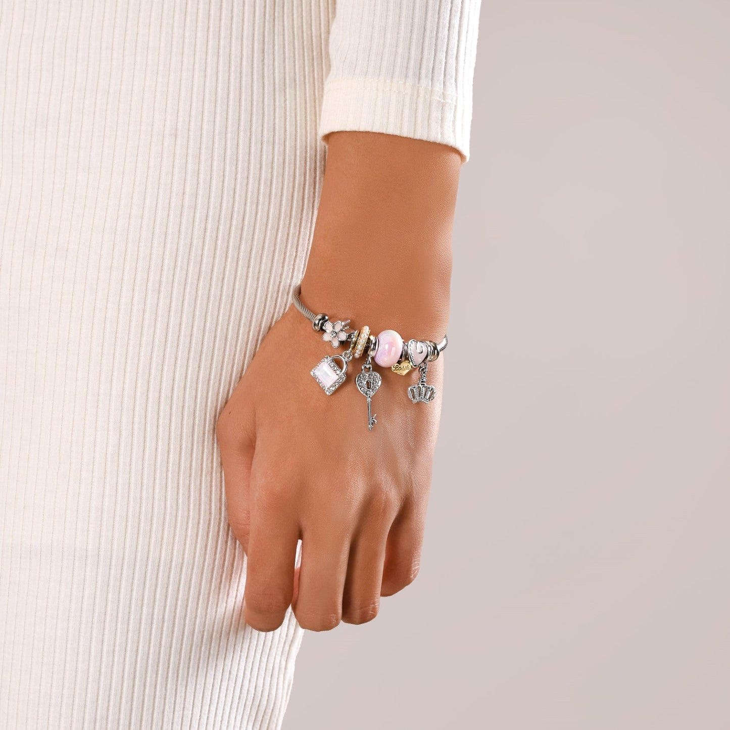 Lock And Key Charm Bracelet Rakhi Gift Set Of 3 With Box And Card