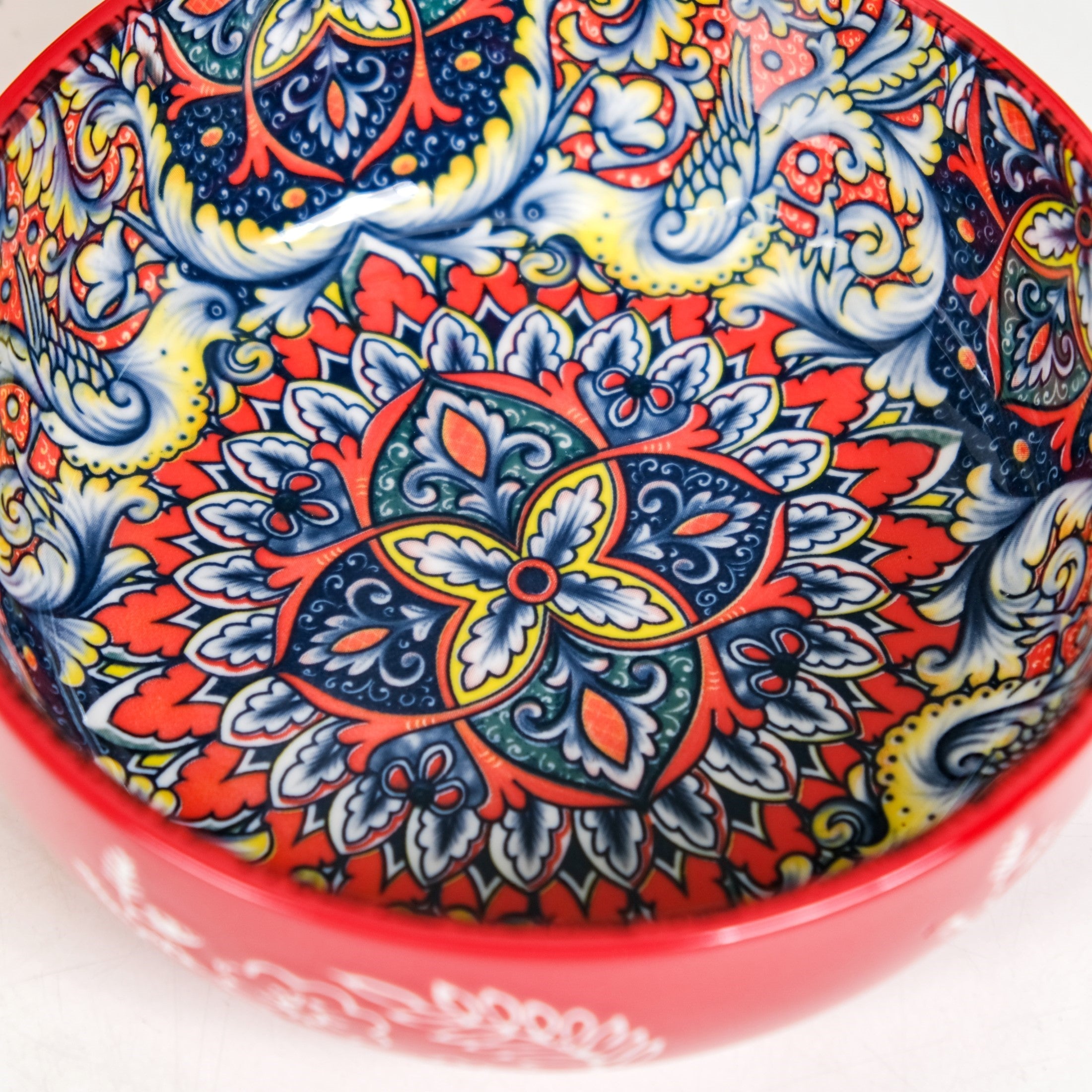 Red Mandala Melange Bowl With Handle 600ml