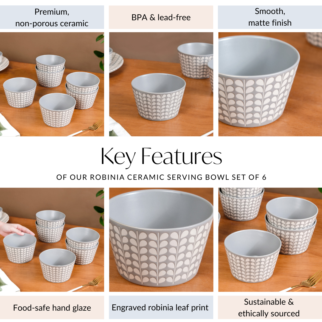 Robinia Ceramic Serving Bowl Set Of 6 600ml