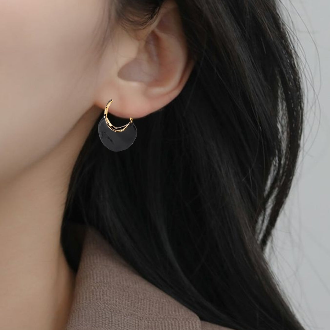Sculpted Arc Hoop Earrings Black