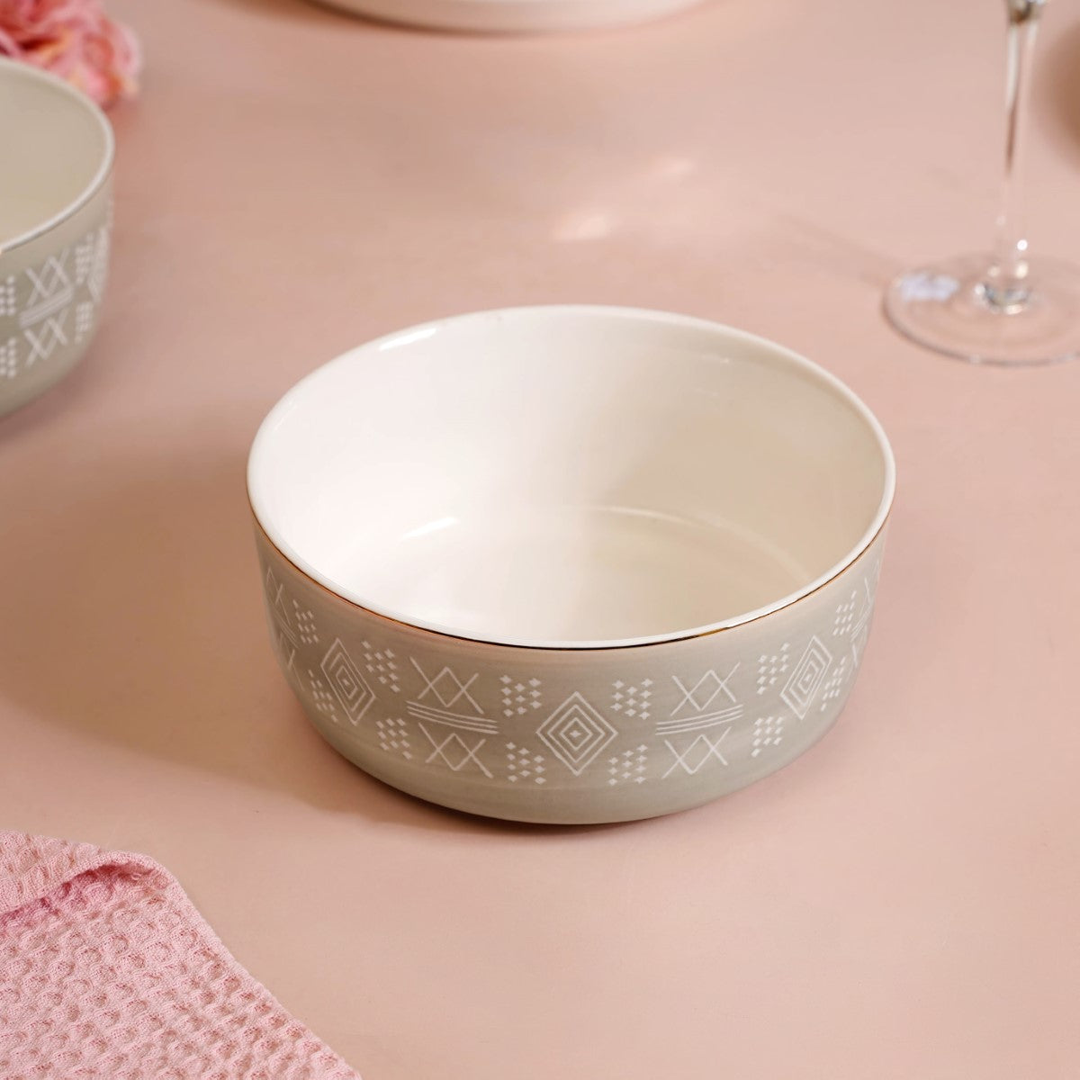 Set Of 2 Azo Serving Bowls Grey 1140ml