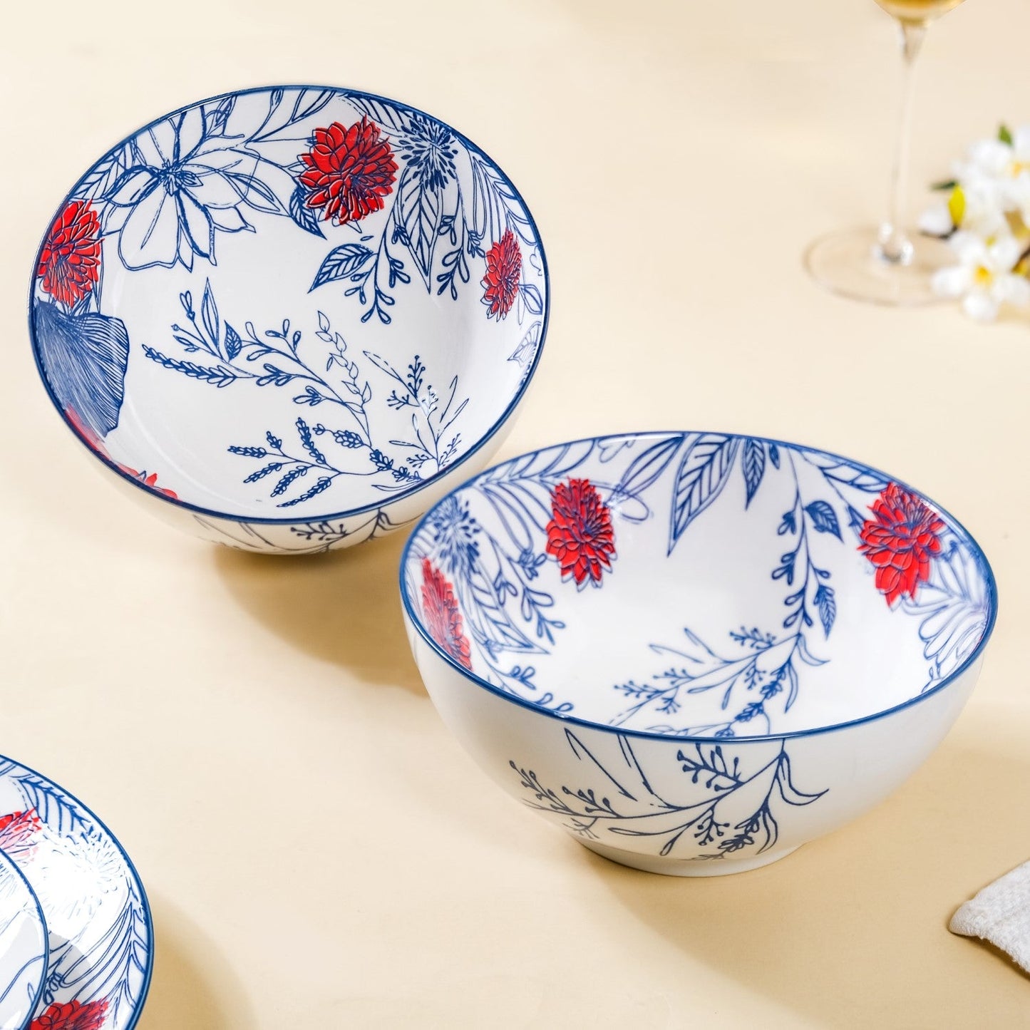 Ceramic Oriental Elegance Serving Bowl Set Of 2 1650ml