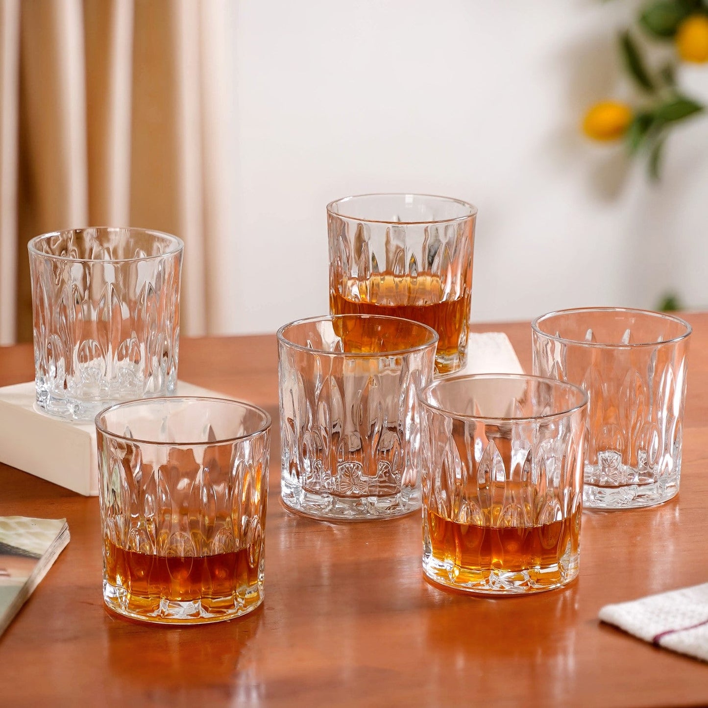 Large Set Of 6 Textured Luxe Whiskey Glass 310ml