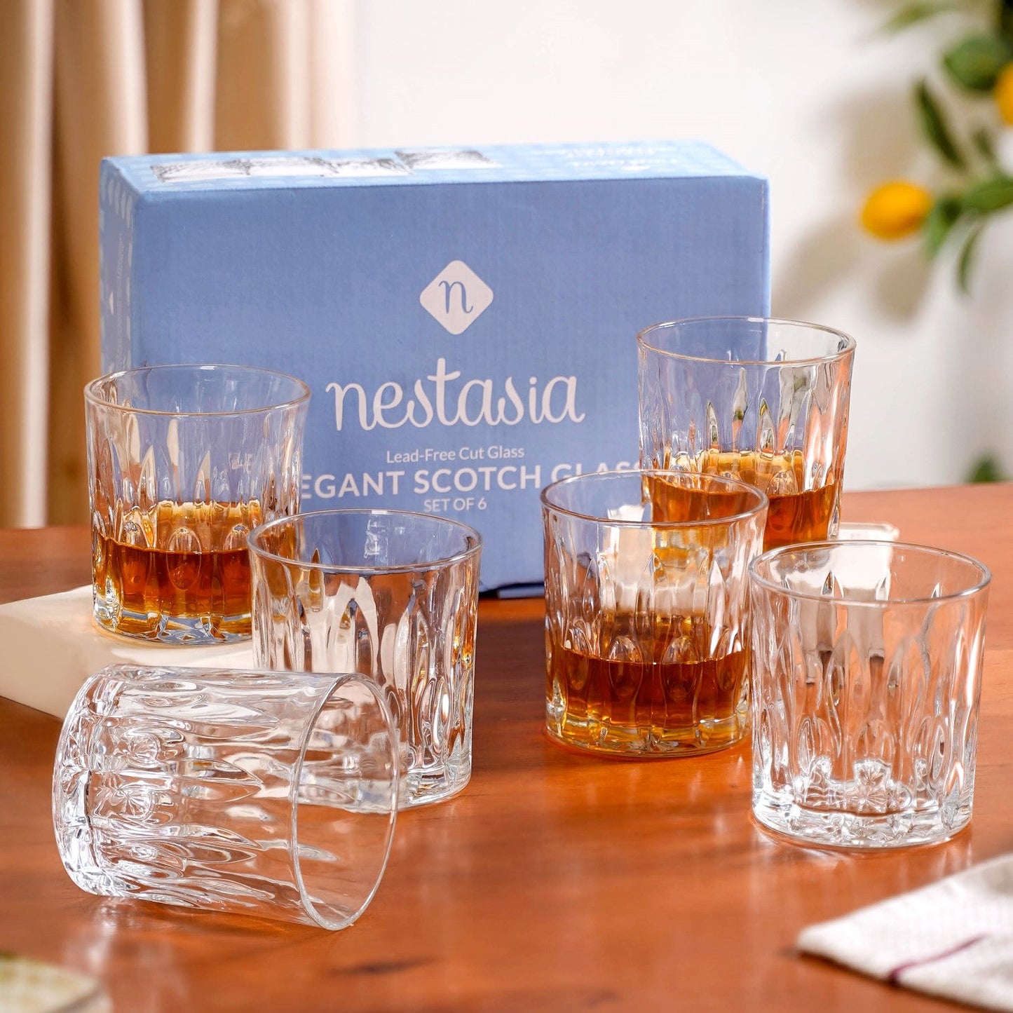 Large Set Of 6 Textured Luxe Whiskey Glass 310ml
