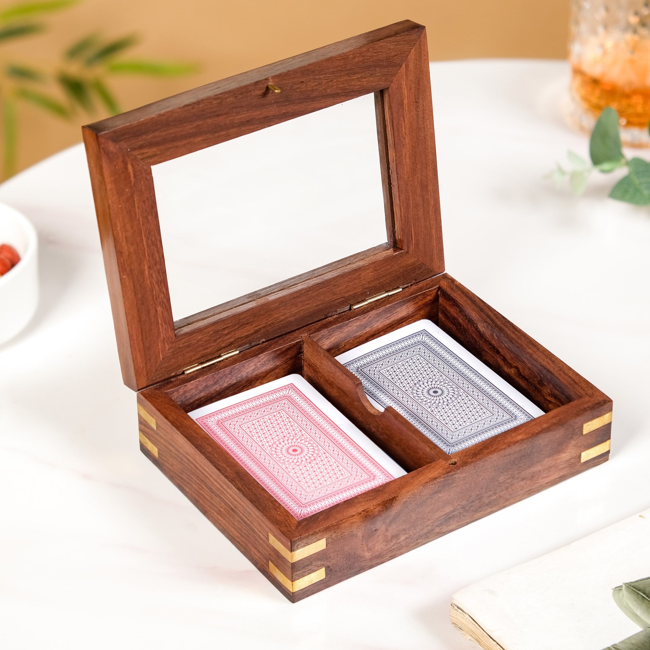 Playing Cards Set Of 2 in Wooden Display Box