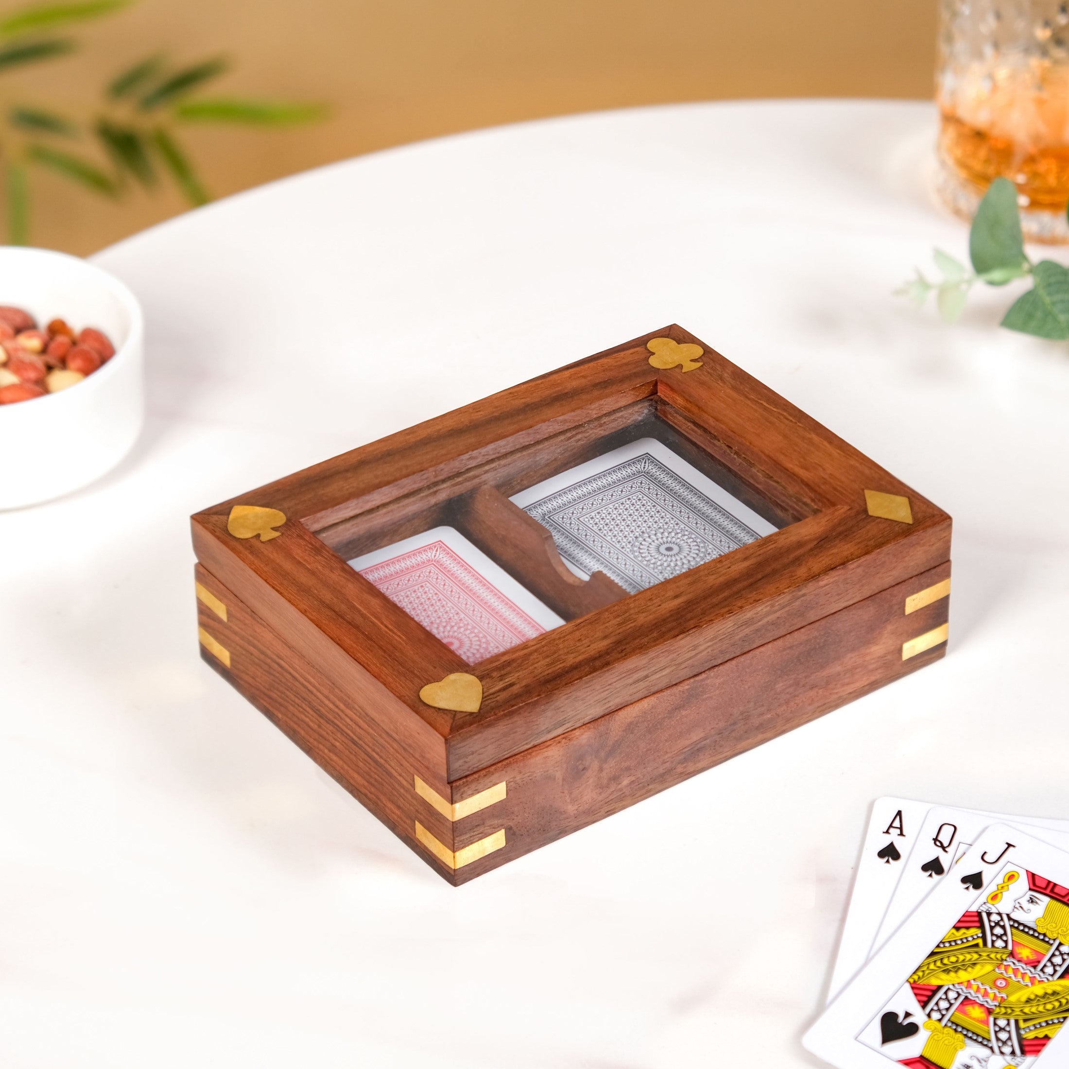 Playing Cards Set Of 2 in Wooden Display Box