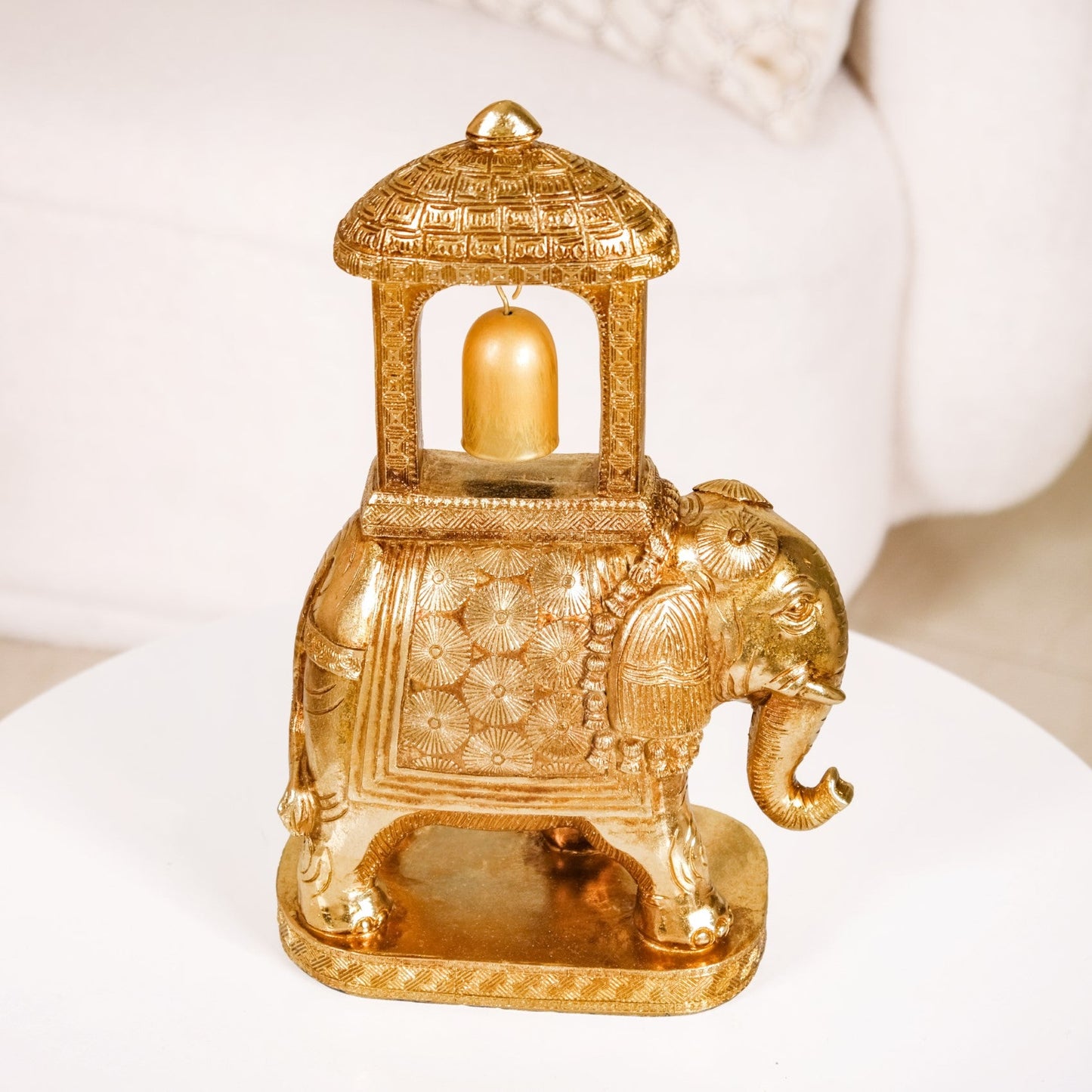 Royal Wedding Elephant With Bell Showpiece Gold