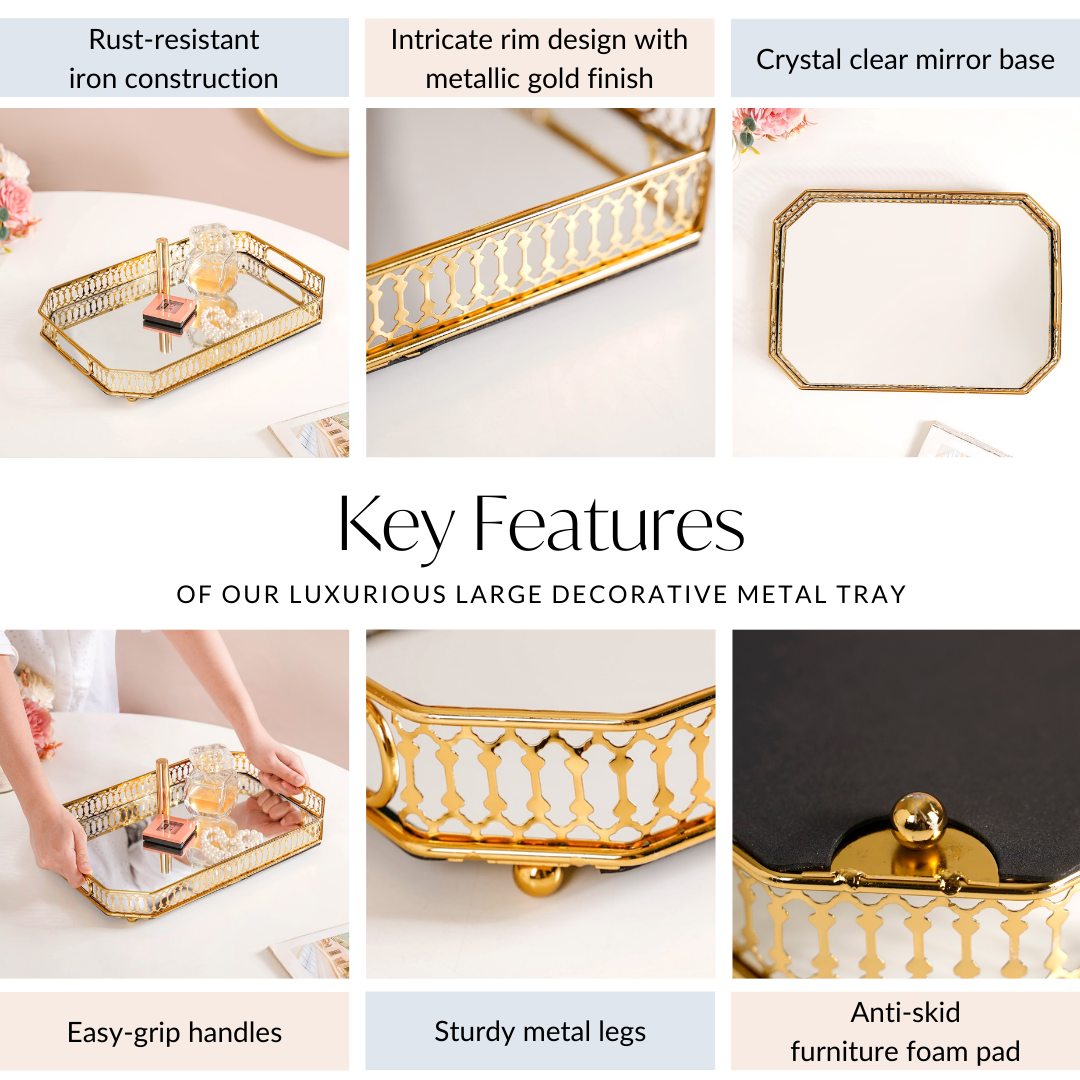 Luxurious Large Decorative Metal Tray