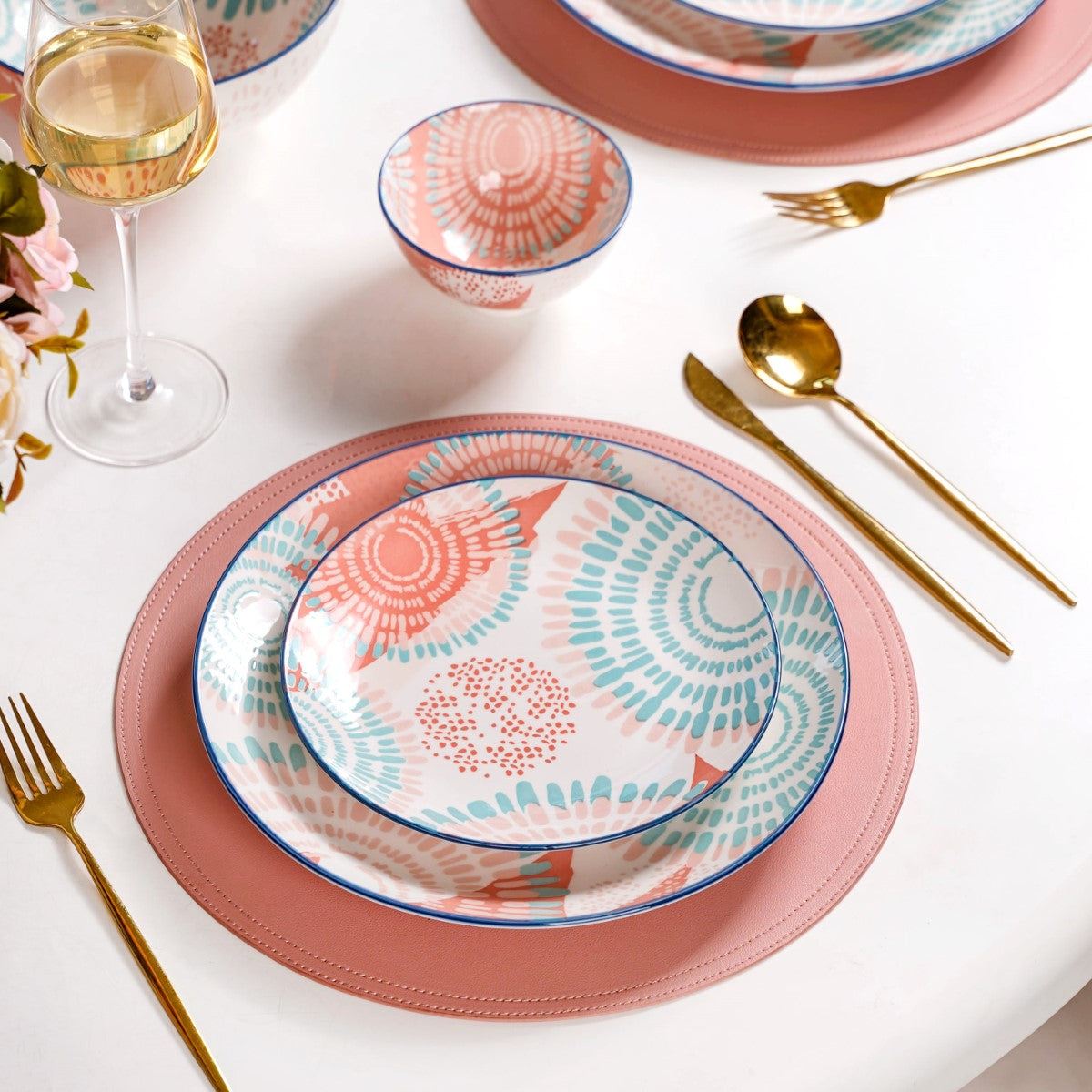 Pastel Print Ceramic Snack Bowls Set Of 4 300ml